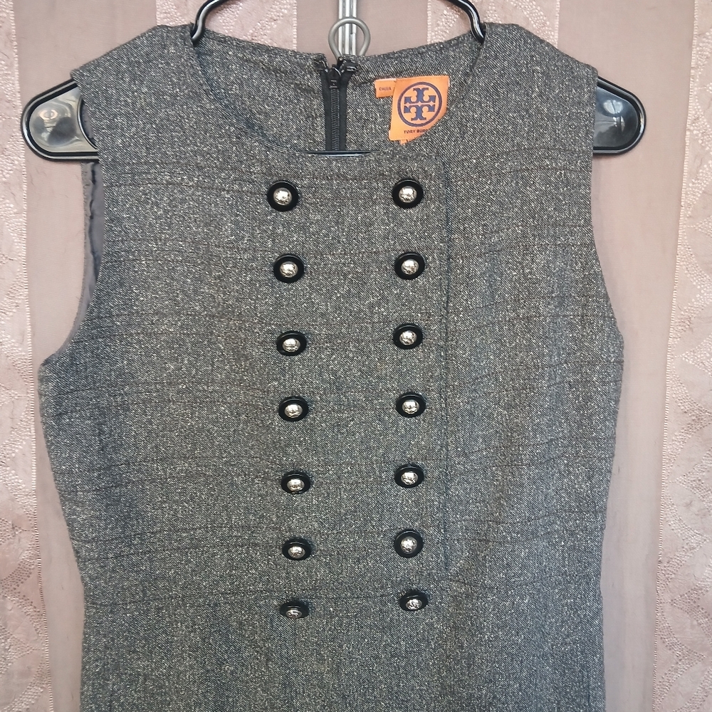 💎 Tory Burch Women's Dress Tweed Cadet Elegant Gray Sleeveless Dress #0214 - Picture 9 of 10